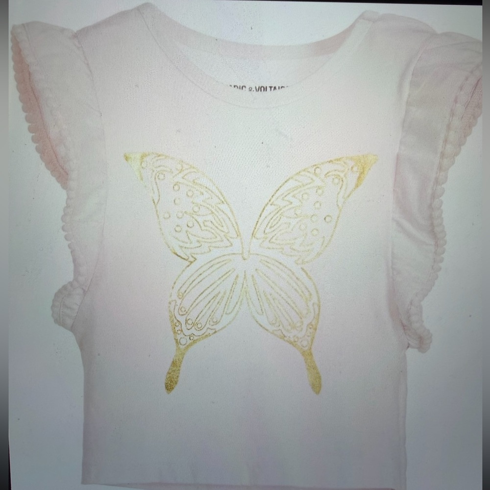 Zadig & Voltaire Kids White Butterfly Top